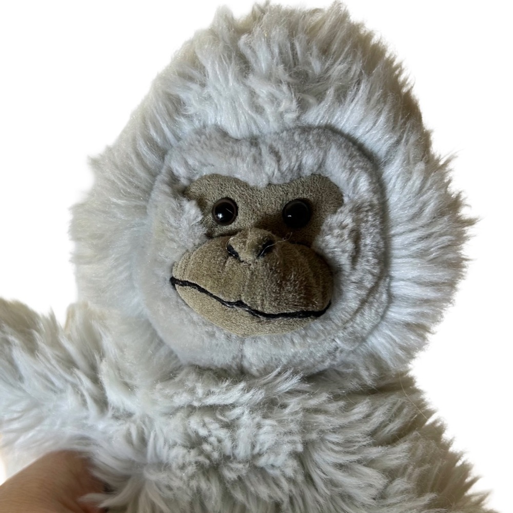 Fluffy Gray Plush Monkey